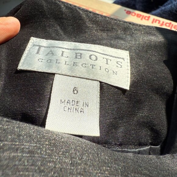 Talbots Linen Silk Floral Embroidered Sequins Pleated Skirt SZ 6 Black White - Picture 10 of 11